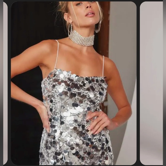 12th Tribe - Silver Sequin Midi Dress - Picture 5 of 9